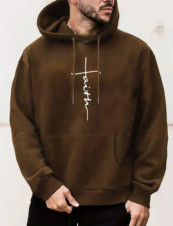 Trendy & Cozy: Men’s Casual Hoodie with Letter Print