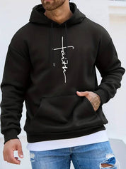 Trendy & Cozy: Men’s Casual Hoodie with Letter Print