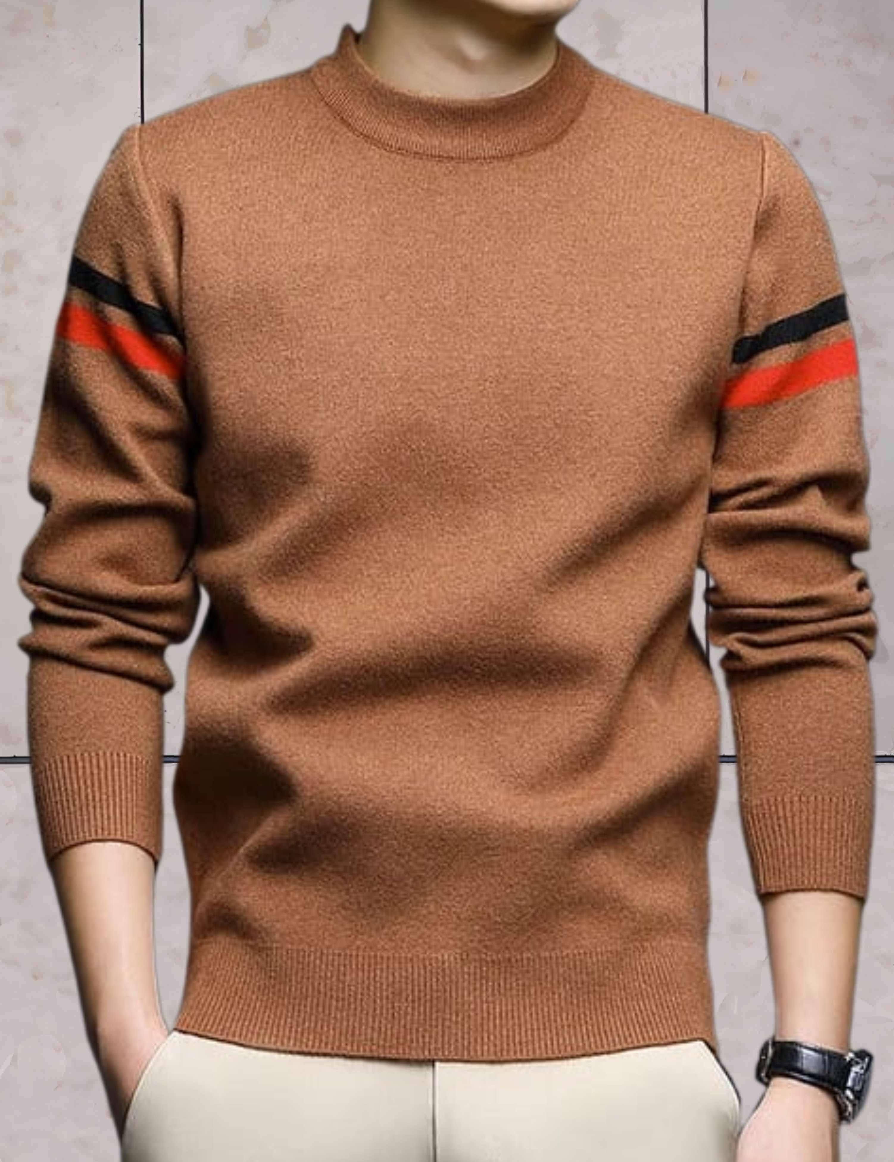 Men's Round Neck Contrast Sweater