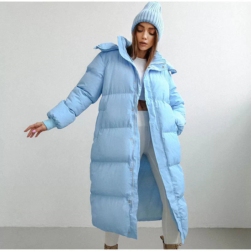 Women's Long Quilted Winter Coat – Cozy Warmth