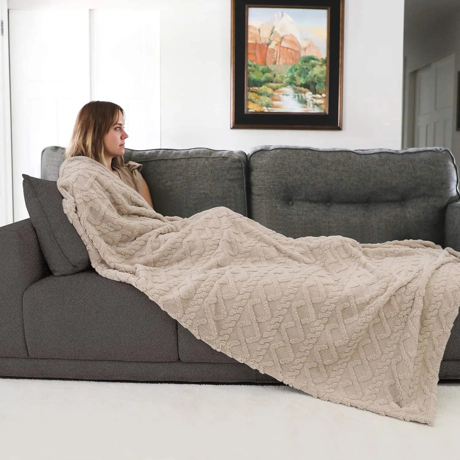 Sherpa Fleece Throw Blanket