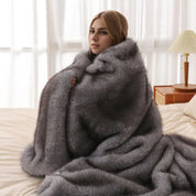 Lshah Plush Blanket – Soft, Warm, Cozy Raschel Throw, Gray/Brown/Coffee, 130x160/160x200cm