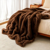 Lshah Plush Blanket – Soft, Warm, Cozy Raschel Throw, Gray/Brown/Coffee, 130x160/160x200cm
