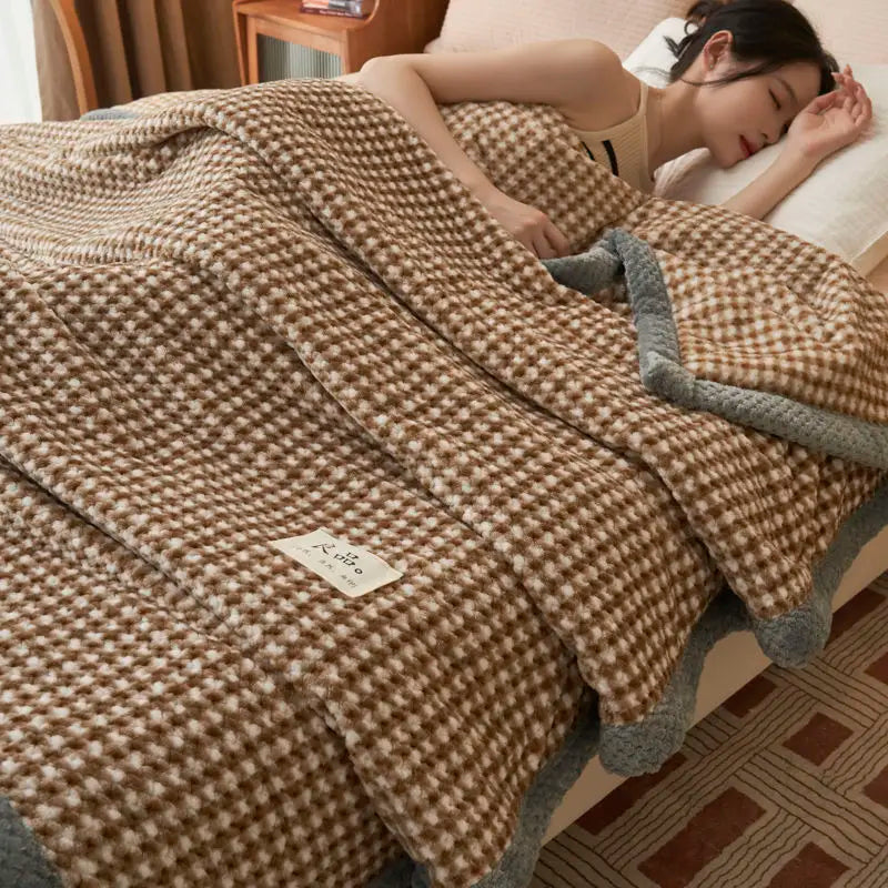 JUANNAI Sherpa Fleece Throw Blanket – Reversible, Soft & Fluffy Plaid