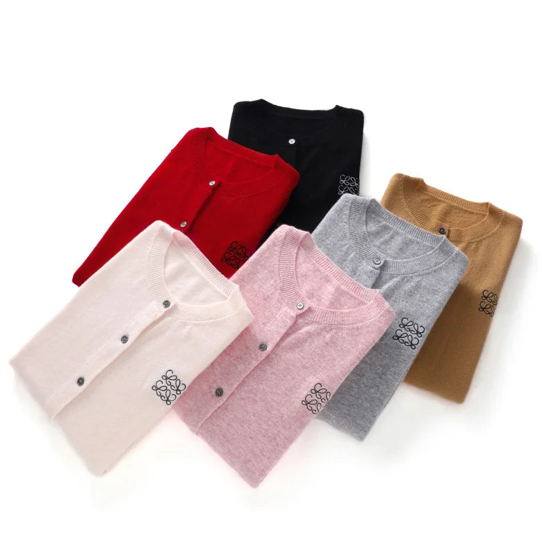 Preppy Merino Wool O-neck Cardigan – Korean Style for Spring/Autumn