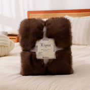 Lshah Plush Blanket – Soft, Warm, Cozy Raschel Throw, Gray/Brown/Coffee, 130x160/160x200cm