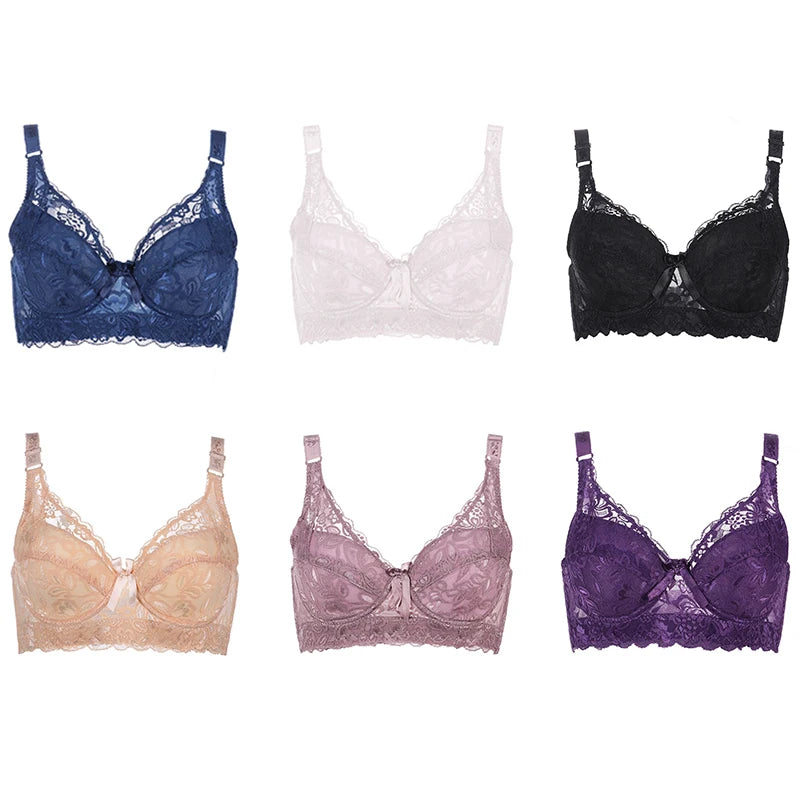 Plus Size Lace Push-Up Bra - Bralette with Wide Straps