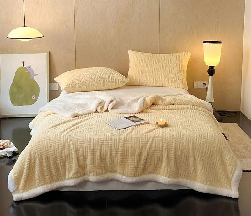 CozyHome | Jacquard Wool Blanket – Soft, Warm, Multi-Size, Solid Colors
