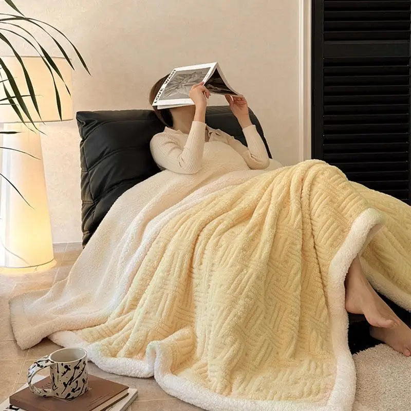 CozyHome | Jacquard Wool Blanket – Soft, Warm, Multi-Size, Solid Colors
