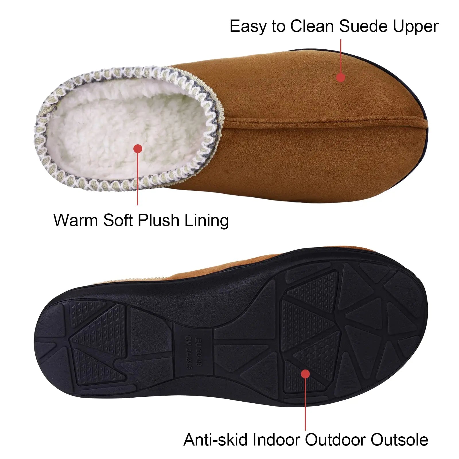 Comwarm Men's Indoor Fur Slippers - Cozy Winter Slip-Ons