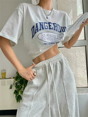 Women's Korean Fashion Wide-Leg Joggers - Harajuku Hip Hop Style