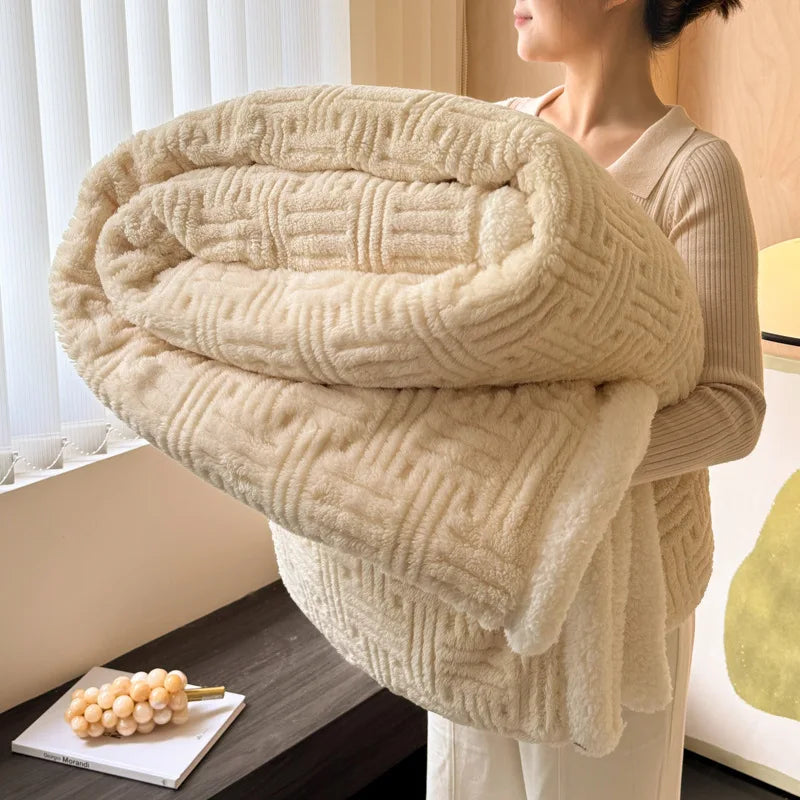 CozyHome | Jacquard Wool Blanket – Soft, Warm, Multi-Size, Solid Colors