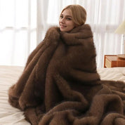 Lshah Plush Blanket – Soft, Warm, Cozy Raschel Throw, Gray/Brown/Coffee, 130x160/160x200cm