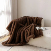 Lshah Plush Blanket – Soft, Warm, Cozy Raschel Throw, Gray/Brown/Coffee, 130x160/160x200cm