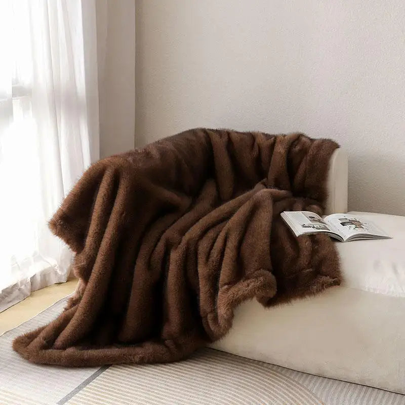 Lshah Plush Blanket – Soft, Warm, Cozy Raschel Throw, Gray/Brown/Coffee, 130x160/160x200cm