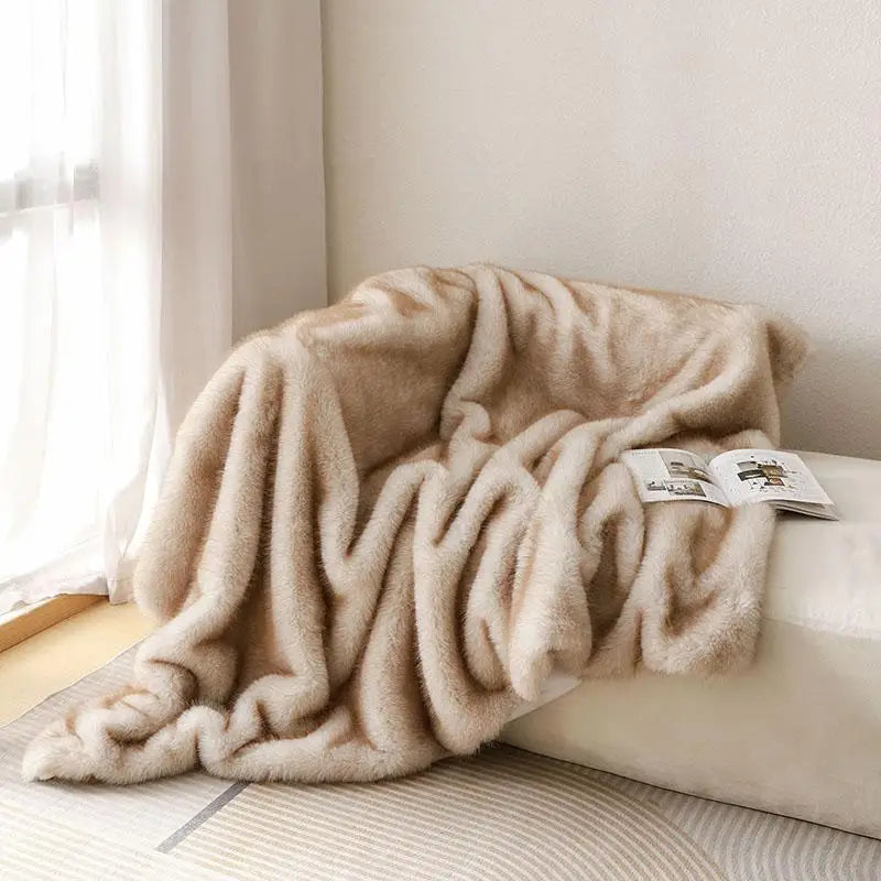 Lshah Plush Blanket – Soft, Warm, Cozy Raschel Throw, Gray/Brown/Coffee, 130x160/160x200cm