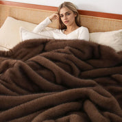 Lshah Plush Blanket – Soft, Warm, Cozy Raschel Throw, Gray/Brown/Coffee, 130x160/160x200cm