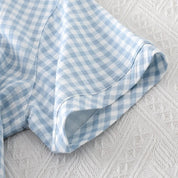 Men's Plaid Cotton Summer Pajamas - Short Sleeve Set