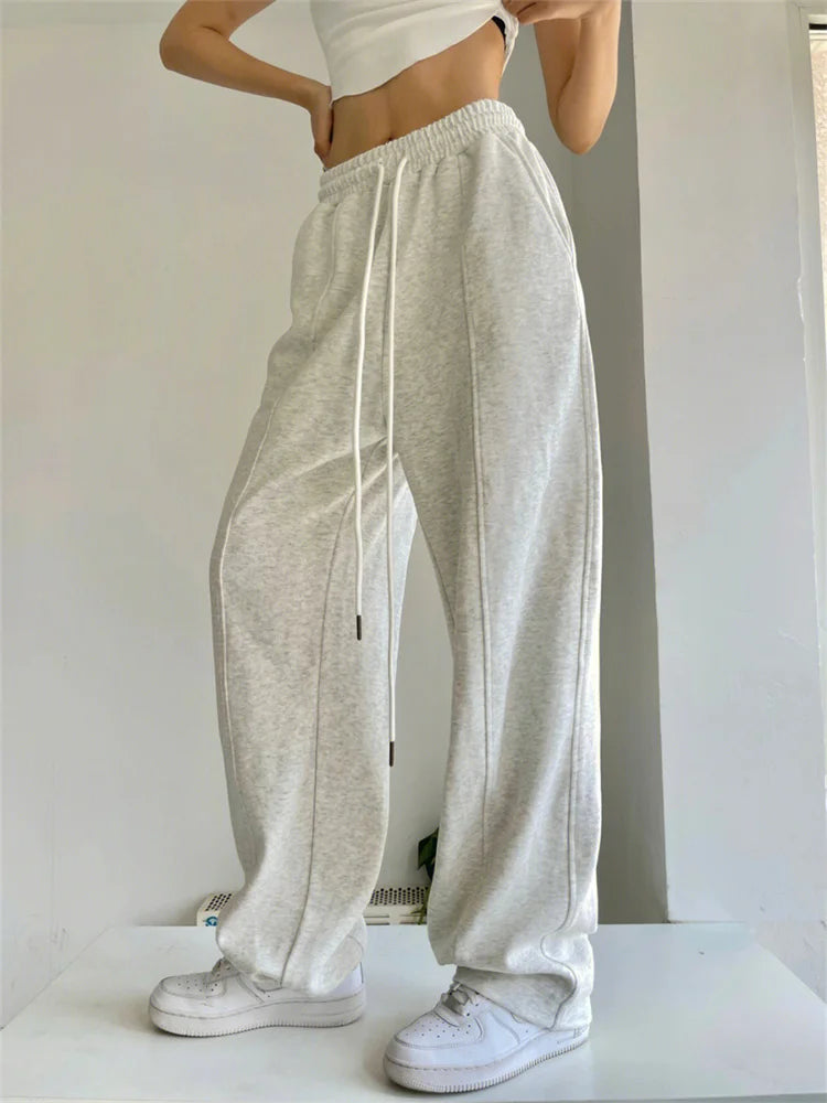 Women's Korean Fashion Wide-Leg Joggers - Harajuku Hip Hop Style