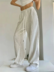 Women's Korean Fashion Wide-Leg Joggers - Harajuku Hip Hop Style