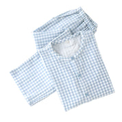 Men's Plaid Cotton Summer Pajamas - Short Sleeve Set
