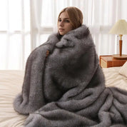 Lshah Plush Blanket – Soft, Warm, Cozy Raschel Throw, Gray/Brown/Coffee, 130x160/160x200cm
