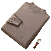 Men's 100% Wool Half-High Collar Sweater - Warm & Stylish