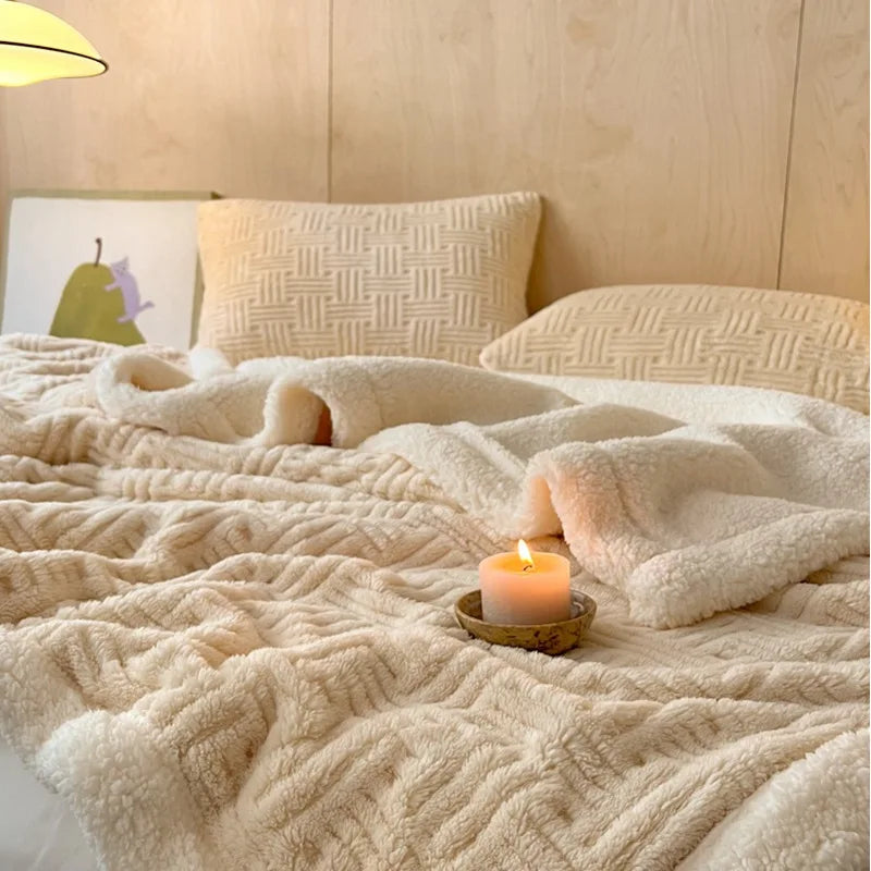 CozyHome | Jacquard Wool Blanket – Soft, Warm, Multi-Size, Solid Colors