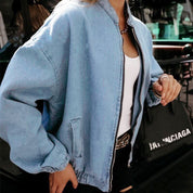 Stylish zippered bomber jacket for women