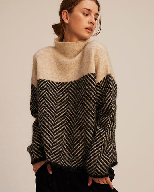 Women's Cotton Sweater With High Neck
