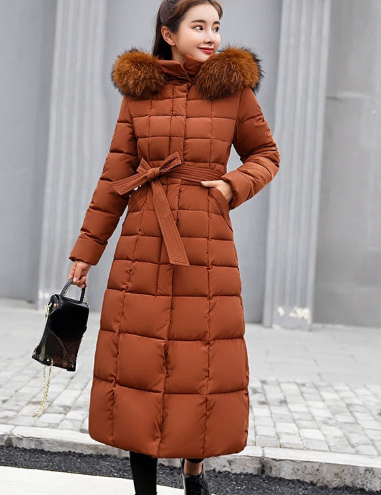 Women's Long Belted Winter Coat – Warmth and Elegance