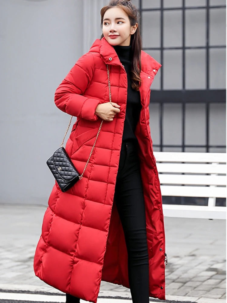 Women's Long Belted Winter Coat – Warmth and Elegance